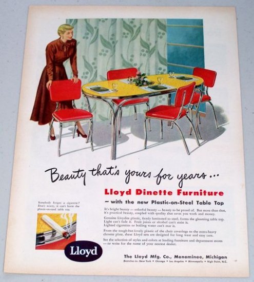 1949 Lloyd Dinette Furniture Color Print Ad
