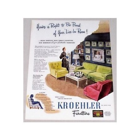 1945 Kroehler Comfort Furniture Color Print Ad