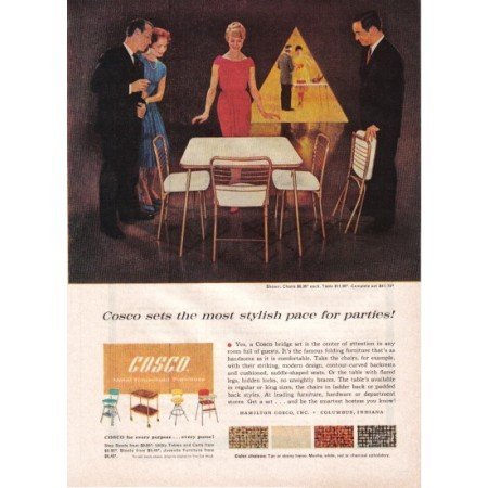 1960 Cosco Bridge Set Table Chairs Color Print Ad