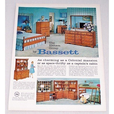 1960 The Eltham Group Bedroom Furniture by Bassett Color Print Ad