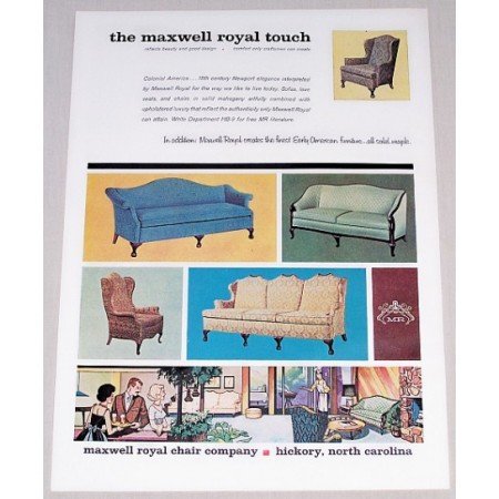 1962 Maxwell Royal Chair Company Color Print Ad