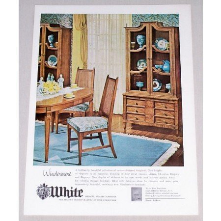 1962 White Windermere Dining Room Furniture Color Print Ad