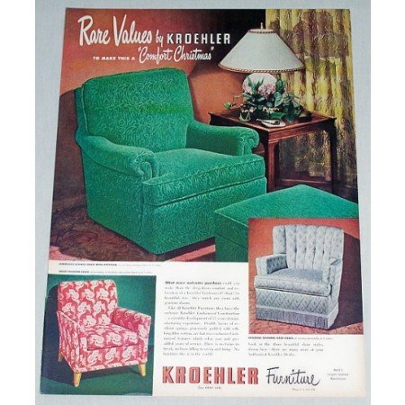 1948 Kroehler Lounge Chair Color Print Ad