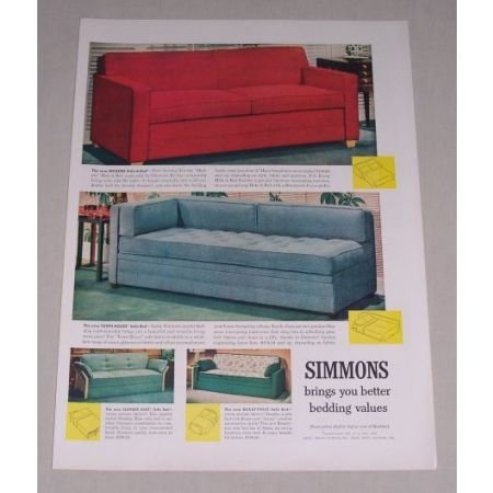 1949 Simmons Hide-A-Bed Sofa Color Print Ad