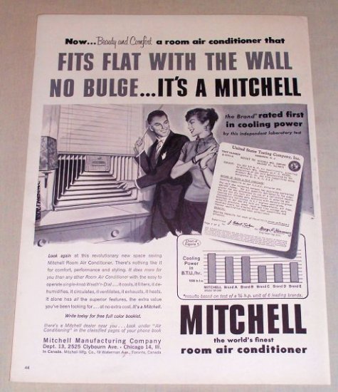 1954 Mitchell Room Air Conditioner Vintage Print Ad