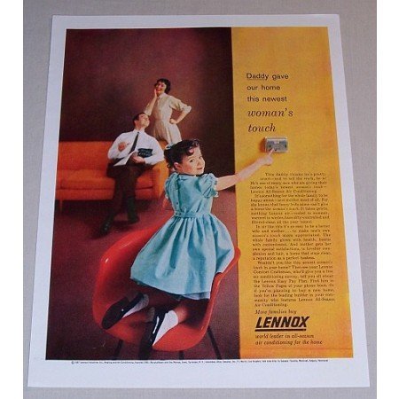 1957 Lennox All-Season Air Conditioning Color Print Ad