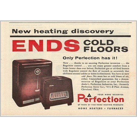 1955 Perfection Home Heaters Furnaces Color Print Ad