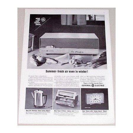 1962 General Electric Air Purifier Vintage Print Ad - Summer Fresh Air