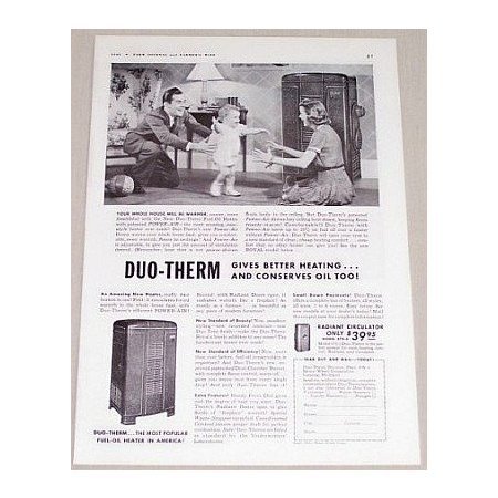 1941 Duo-Therm Fuel-Oil Heater Vintage Print Ad