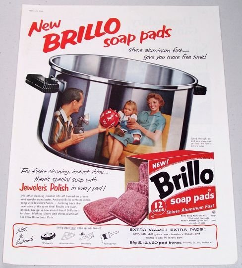 1958 Brillo Soap Pads Color Print Ad