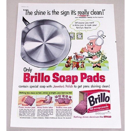 1960 Brillo Soap Pads Color Print Art Ad - Shine Is The Sign