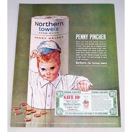 1963 Northern Towels Color Print Ad - Penny Pincher