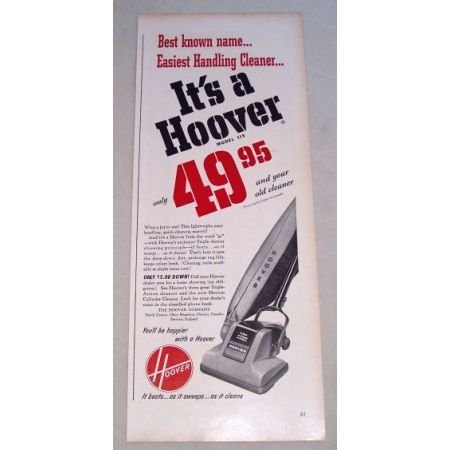 1950 Hoover Model 115 Upright Vacuum Cleaner Vintage Print Ad