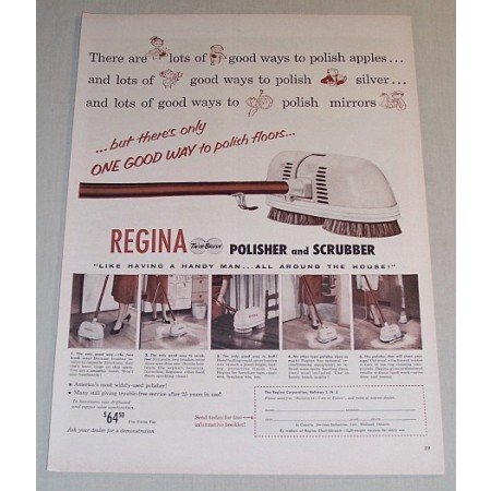 1955 Regina Twin Brush Polisher Scrubber Vintage Print Ad