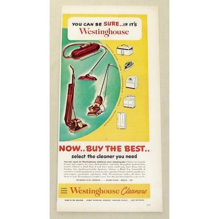 1949 Westinghouse Vacuum Cleaners Vintage Color Print Ad