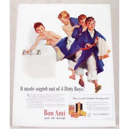 1939 Bon Ami Powder Color Print Ad - Angels Out Of Dirty Boys