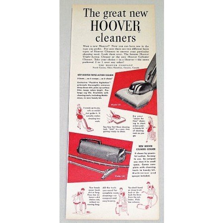 1948 Hoover Model 2B and 50 Vacuum Cleaners Color Print Ad