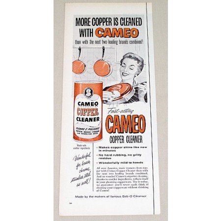 1958 Cameo Copper Cleaner Color Print Ad - Fast Acting