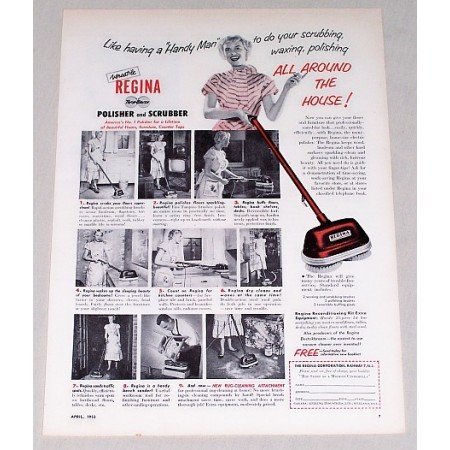 1953 Regina Twin Brush Polisher Scrubber Vintage Print Ad