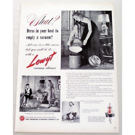 1947 Lewyt Vacuum Cleaner Vintage Print Ad - Dress In Your Best