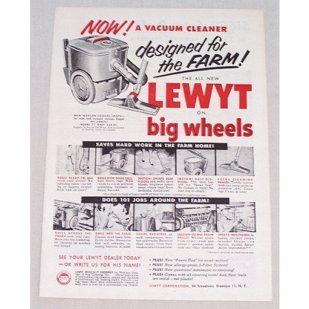 1954 Lewyt 77 Vacuum Cleaner Vintage Print Ad - Designed For The Farm