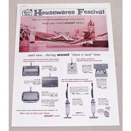 1960 Bissell Carpet Sweepers Vacuum Color Print Ad