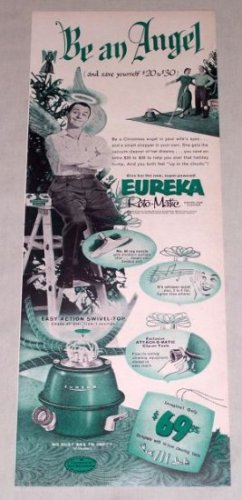1953 Eureka Roto Matic Swivel Top Vacuum Cleaner Vintage Print Ad
