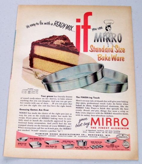 1953 Mirro Layer Cake Pans Bakeware Vintage Color Print Ad