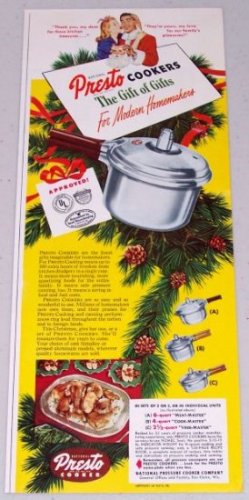 1947 Presto Cookers Vintage Color Print Ad