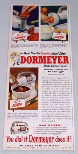 1949 Dormeyer Mixer-Grinder-Juicer All-In-One Unit Small Kitchen Appliance Color Print Ad