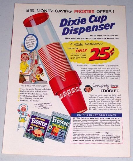 1954 Dixie Cup Dispenser Color Print Art Ad