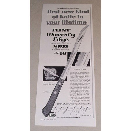 1958 Ekco Flint Waverly Edge Knife Vintage Print Ad