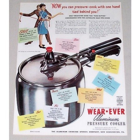 1947 Wear Ever Aluminum Pressure Cooker Color Print Ad