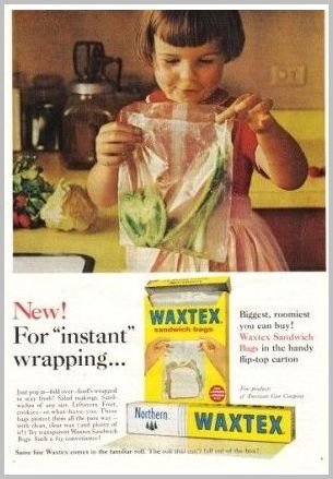 1961 Waxtex Sandwich Bags Color Print Ad