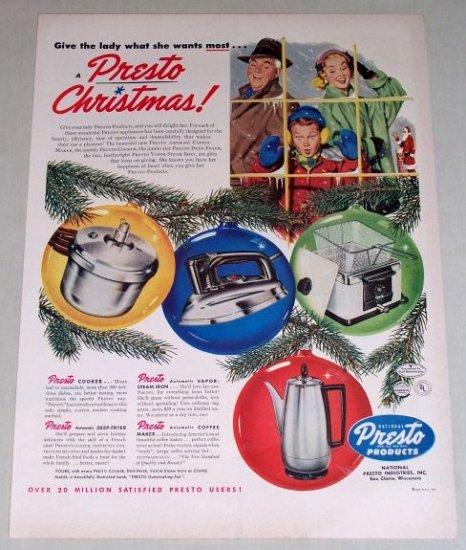1953 Presto Iron Deep Fryer Coffee Pot Cooker Color Print Ad