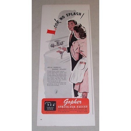 1948 Gopher Spring-Flo Faucet Color Print Art Ad
