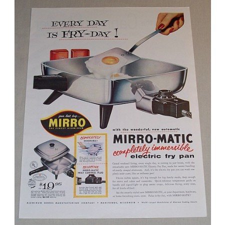 1957 Miro-Matic Electric Fry Pan Color Print Ad - Its Fry-Day