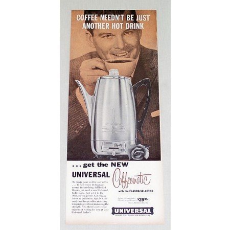 1958 Universal Coffeematic Coffee Maker Color Print Ad