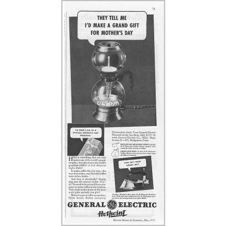 1935 General Electric Hotpoint Coffee Maker Vintage Print Ad