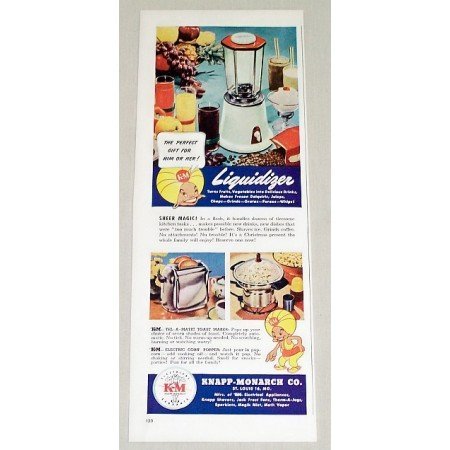 1947 Knapp Monarch Liquidizer Blender Color Print Ad