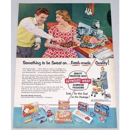 1954 Reynolds Wrap Aluminum Foil Color Print Ad