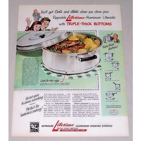 1946 Reynolds Lifetime Aluminum 6Qt Dutch Oven Color Print Ad