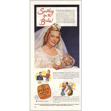 1945 Pyrex Baking Dish Oven Ware Color Print Ad