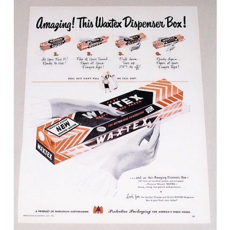 1950 Waxtex Heavy Waxed Paper Color Print Ad