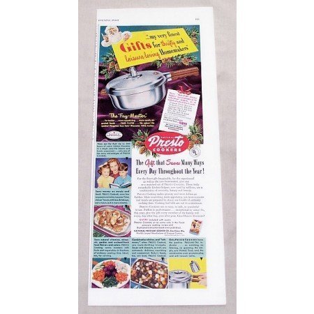 1949 Presto Fry Master Cooker Color Print Ad