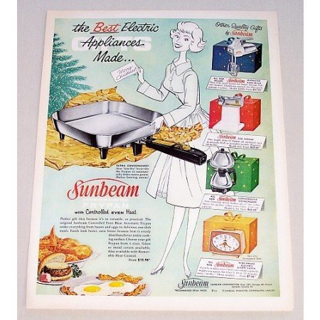 1960 Sunbeam Automatic Electric Frypan Color Print Ad