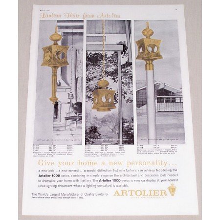 1962 Artolier 1000 Lanterns Color Print Ad - Lantern Flair