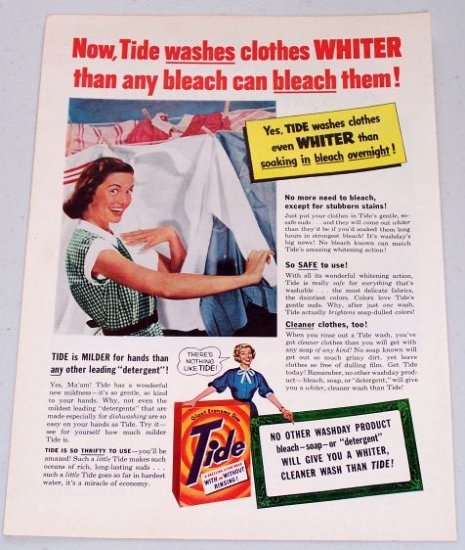 1952 Tide Laundry Detergent Vintage Color Print Ad