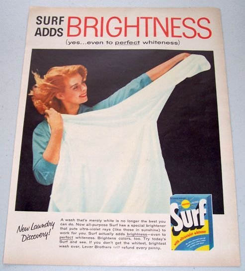 1957 Surf All Purpose Detergent Color Print Ad