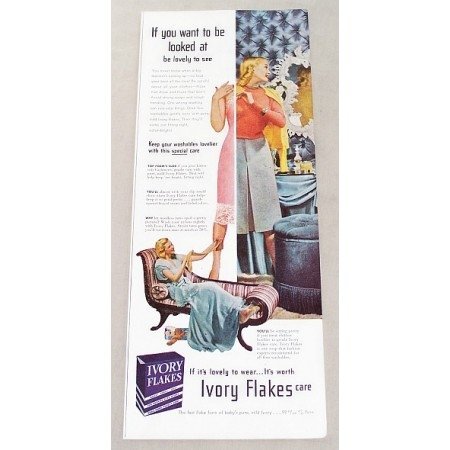 1947 Ivory Flakes Detergent Color Print Ad